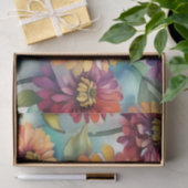 鮮やか《植物》百日草開花抽象芸術水色 薄葉紙 (ギフト)