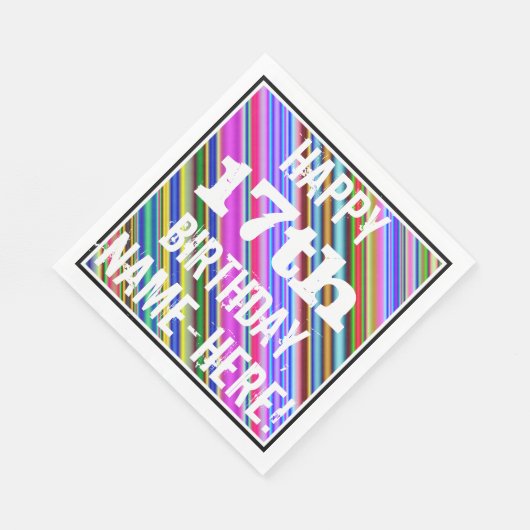 鮮やか, 17カラフル誕生日+名前をカスタムする スタンダードランチョンナプキン (角)