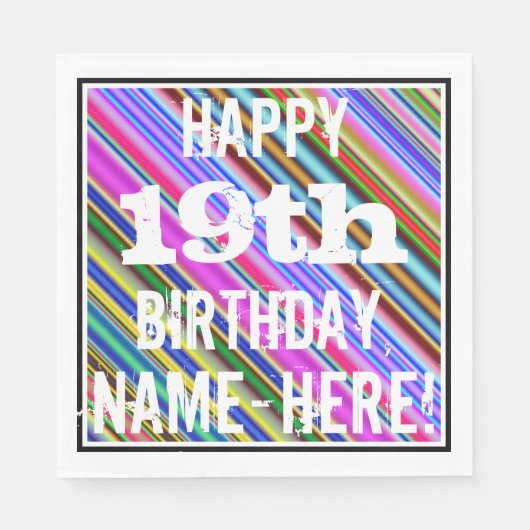 鮮やか, 19カラフル誕生日+名前をカスタムする スタンダードランチョンナプキン (正面)
