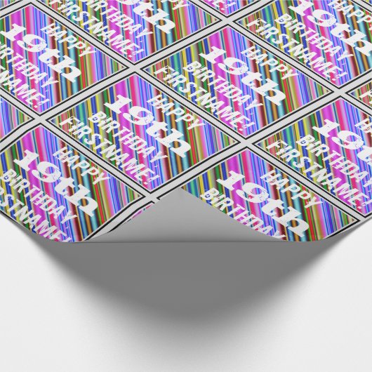 鮮やか, 19カラフル誕生日+名前をカスタムする ラッピングペーパー (角)