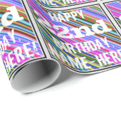 鮮やか, 22カラフル誕生日+名前をカスタムする ラッピングペーパー (ロールコーナー)