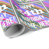 鮮やか, 24カラフル誕生日+名前をカスタムする ラッピングペーパー (ロールコーナー)