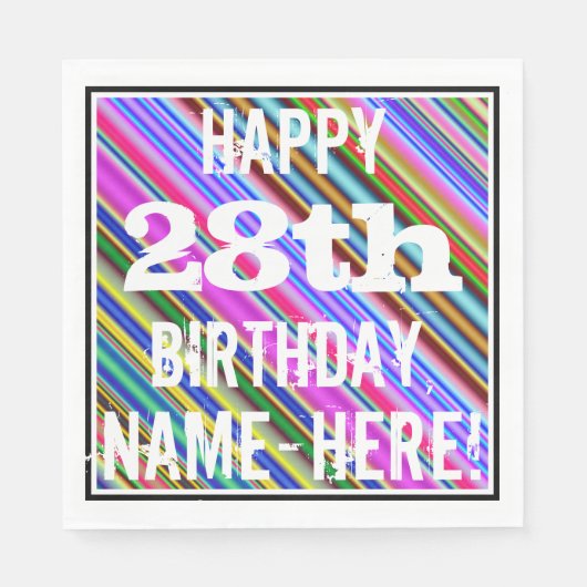 鮮やか, 28カラフル誕生日+名前をカスタムする スタンダードランチョンナプキン (正面)