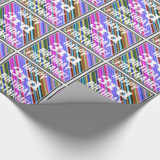 鮮やか, 3カラフル回目の誕生日+名前をカスタムする ラッピングペーパー (角)