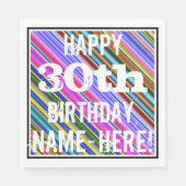 鮮やか, 30カラフル歳の誕生日+名前をカスタムする スタンダードランチョンナプキン (正面)