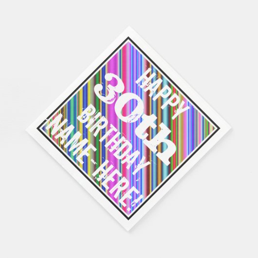 鮮やか, 30カラフル歳の誕生日+名前をカスタムする スタンダードランチョンナプキン (角)