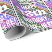 鮮やか, 38カラフル誕生日+名前をカスタムする ラッピングペーパー (ロールコーナー)