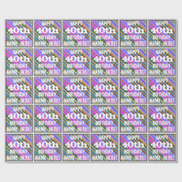 鮮やか, 40カラフル歳の誕生日+名前をカスタムする ラッピングペーパー