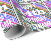 鮮やか, 44カラフル誕生日+名前をカスタムする ラッピングペーパー (ロールコーナー)