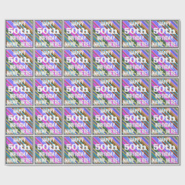 鮮やか, 50カラフル誕生日+名前をカスタムする ラッピングペーパー