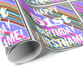 鮮やか, 51カラフル誕生日+名前をカスタムする ラッピングペーパー (ロールコーナー)