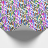 鮮やか, 53カラフル誕生日+名前をカスタムする ラッピングペーパー (角)