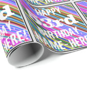 鮮やか, 53カラフル誕生日+名前をカスタムする ラッピングペーパー (ロールコーナー)