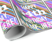 鮮やか, 54カラフル誕生日+名前をカスタムする ラッピングペーパー (ロールコーナー)