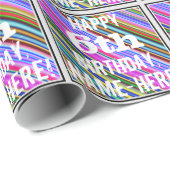 鮮やか, 6カラフル番目の誕生日+名前をカスタムする ラッピングペーパー (ロールコーナー)