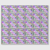 鮮やか, 60カラフル誕生日+名前をカスタムする ラッピングペーパー (フラット)