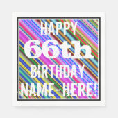 鮮やか, 66カラフル誕生日+名前をカスタムする スタンダードランチョンナプキン (正面)