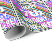 鮮やか, 7カラフル番目の誕生日+名前をカスタムする ラッピングペーパー (ロールコーナー)