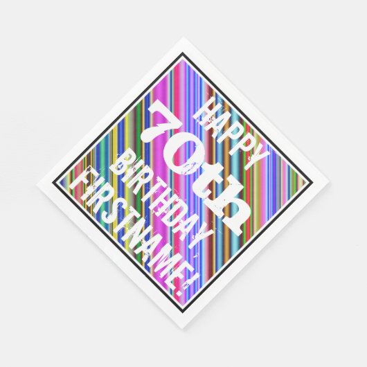 鮮やか, 70カラフル誕生日+名前をカスタムする スタンダードランチョンナプキン (角)