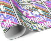 鮮やか, 71カラフル誕生日+名前をカスタムする ラッピングペーパー (ロールコーナー)