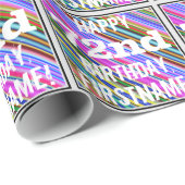 鮮やか、72カラフル番目の誕生日+名前をカスタムする ラッピングペーパー (ロールコーナー)