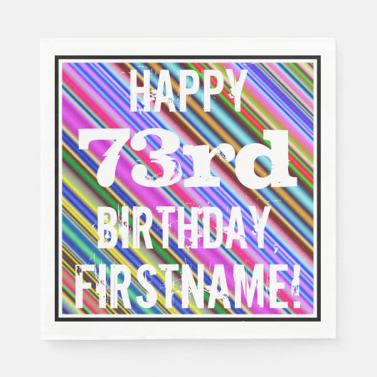 鮮やか, 73カラフル誕生日+名前をカスタムする スタンダードランチョンナプキン (正面)