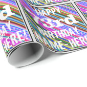 鮮やか, 73カラフル誕生日+名前をカスタムする ラッピングペーパー (ロールコーナー)