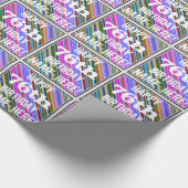 鮮やか, 76カラフル誕生日+名前をカスタムする ラッピングペーパー (角)