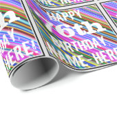 鮮やか, 76カラフル誕生日+名前をカスタムする ラッピングペーパー (ロールコーナー)