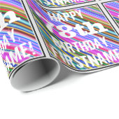 鮮やか, 78カラフル誕生日+名前をカスタムする ラッピングペーパー (ロールコーナー)