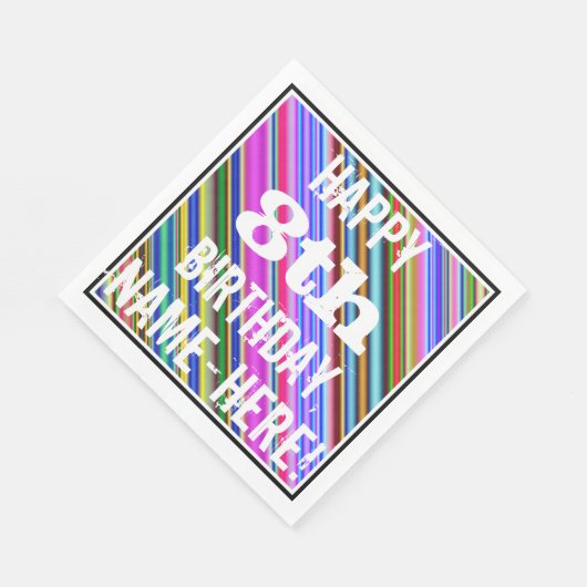 鮮やか, 8カラフル番目の誕生日+名前をカスタムする スタンダードランチョンナプキン (角)