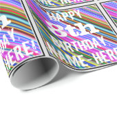 鮮やか, 8カラフル番目の誕生日+名前をカスタムする ラッピングペーパー (ロールコーナー)