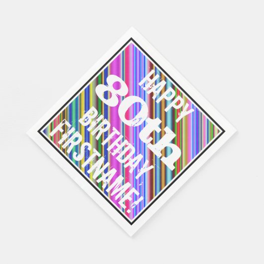 鮮やか, 80カラフル誕生日+名前をカスタムする スタンダードランチョンナプキン (角)