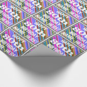 鮮やか, 80カラフル誕生日+名前をカスタムする ラッピングペーパー (角)