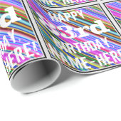 鮮やか, 83カラフル誕生日+名前をカスタムする ラッピングペーパー (ロールコーナー)