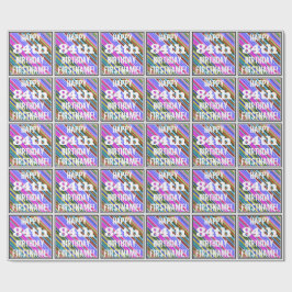 鮮やか, 84カラフル誕生日+名前をカスタムする ラッピングペーパー