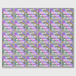 鮮やか, 88カラフル誕生日+名前をカスタムする ラッピングペーパー