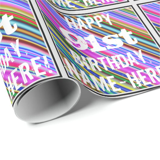 鮮やか, 91カラフル誕生日+名前をカスタムする ラッピングペーパー (ロールコーナー)