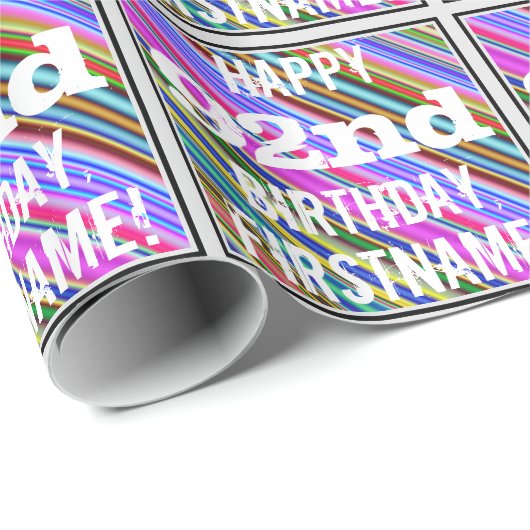 鮮やか, 92カラフル番目の誕生日+名前をカスタムする ラッピングペーパー (ロールコーナー)