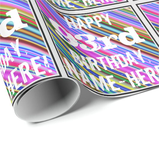 鮮やか, 93カラフル誕生日+名前をカスタムする ラッピングペーパー (ロールコーナー)