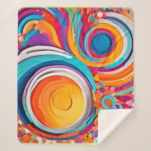 鮮やかBadaistアートカラー シェルパブランケット (正面)