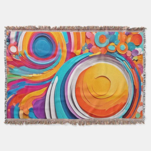 鮮やかBadaistアートカラー スローブランケット (正面)