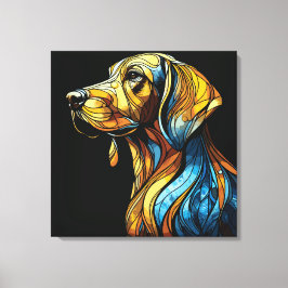 鮮やかCanine Reverie – ステンドグラスのアートワーク キャンバスプリント