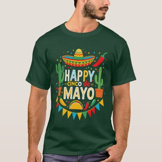 鮮やかCinco de Mayo Fiestaメキシコパーティー Tシャツ (正面)