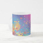 鮮やかColor Fusion抽象芸術とSplashes Artist フロストグラスマグカップ (正面左)