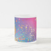鮮やかColor Fusion抽象芸術とSplashes Artist フロストグラスマグカップ (中央)