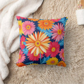 鮮やかGerberaデイジー花植物 クッション (ブランケット)