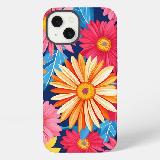 鮮やかGerberaデイジー花植物 iPhoneケース (裏面)