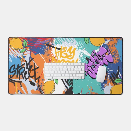 鮮やかl芸術的通りア絵画ートlパープル デスクマット (キーボード&マウス)