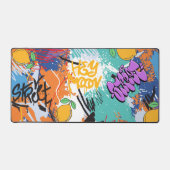 鮮やかl芸術的通りア絵画ートlパープル デスクマット (正面)